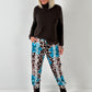 Pants model "Wild Blossom" - turquoise-multicolored