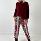 Pants model "Wild Blossom" - burgundy-multicolored
