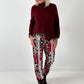 Pants model "Wild Blossom" - burgundy-multicolored
