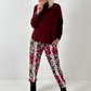 Pants model "Wild Blossom" - burgundy-multicolored