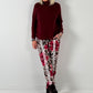 Pants model "Wild Blossom" - burgundy-multicolored