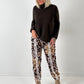 Pants model "Wild Blossom" - taupe-multicolored