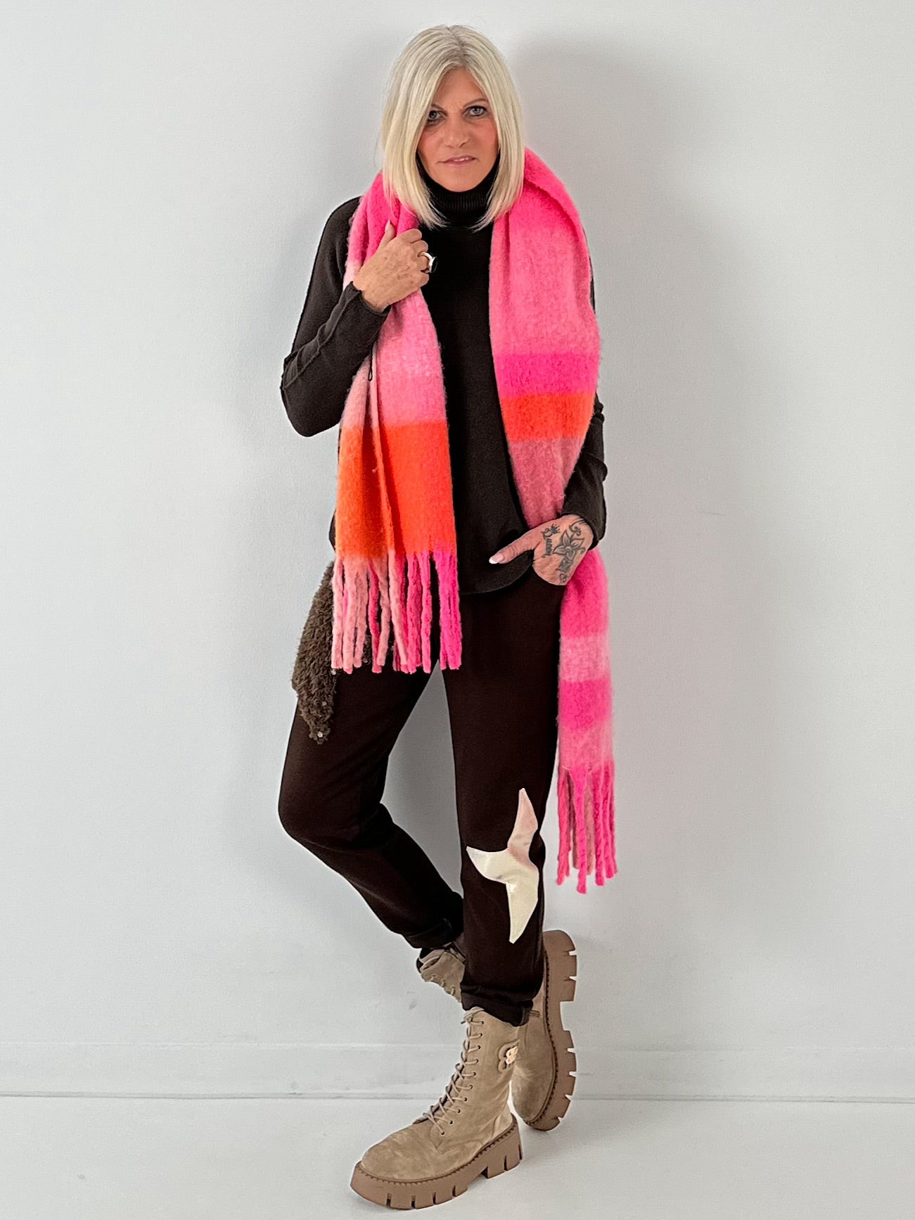 XXL sjaal model "Color Flow" - roze-veelkleurig