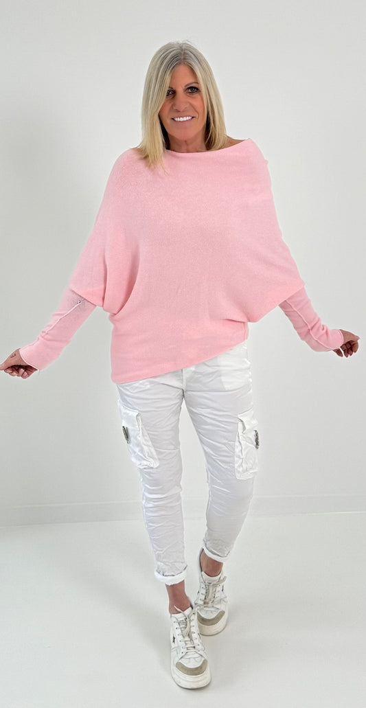 Asymmetrischer Pullover Modell "Manu" - rosa