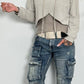 Crop stone washed hoodie met capuchon "Lara" - taupe