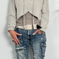 Crop stone washed hoodie met capuchon "Lara" - taupe