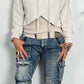 Crop stone washed Hoodie mit Kapuze "Lara" - beige