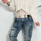 Crop stone washed Hoodie mit Kapuze "Lara" - beige