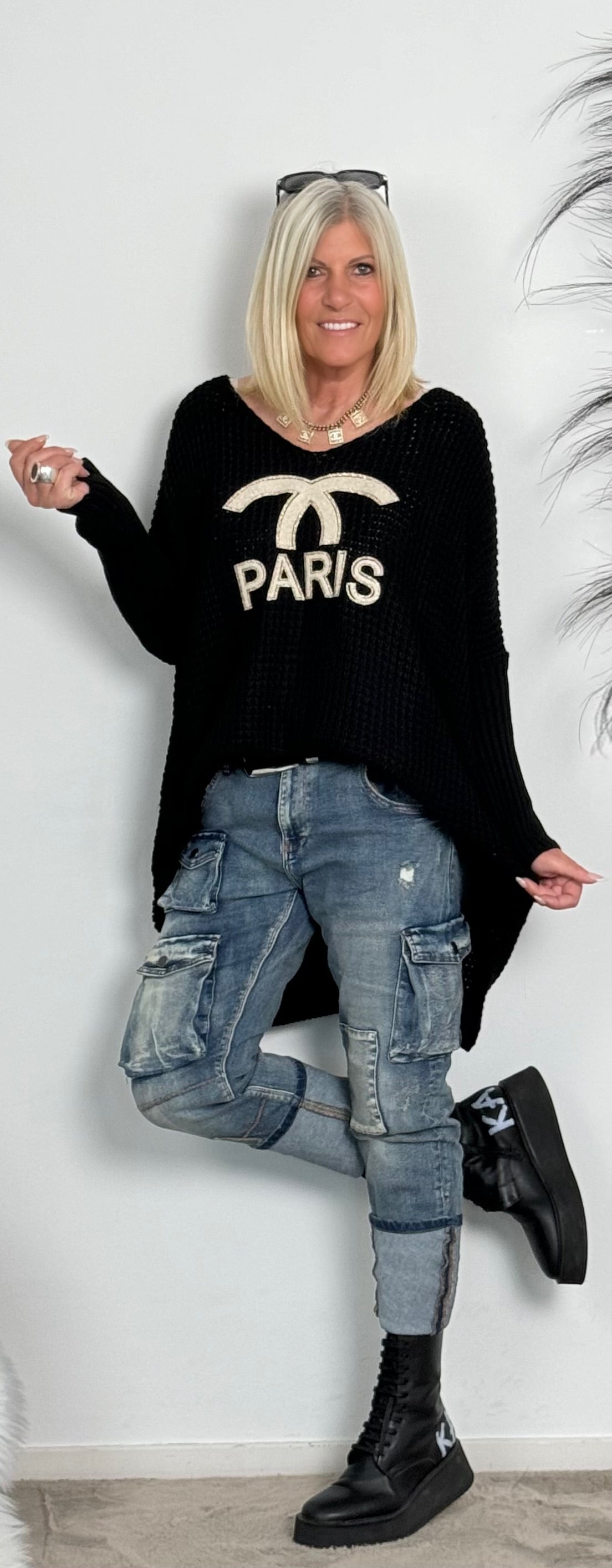 Oversized trui "Paris" - zwart