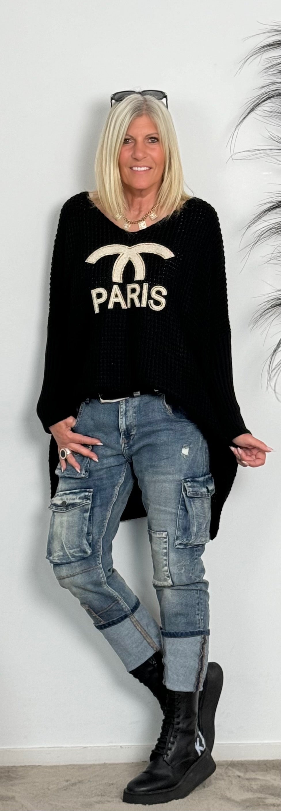 Oversized trui "Paris" - zwart