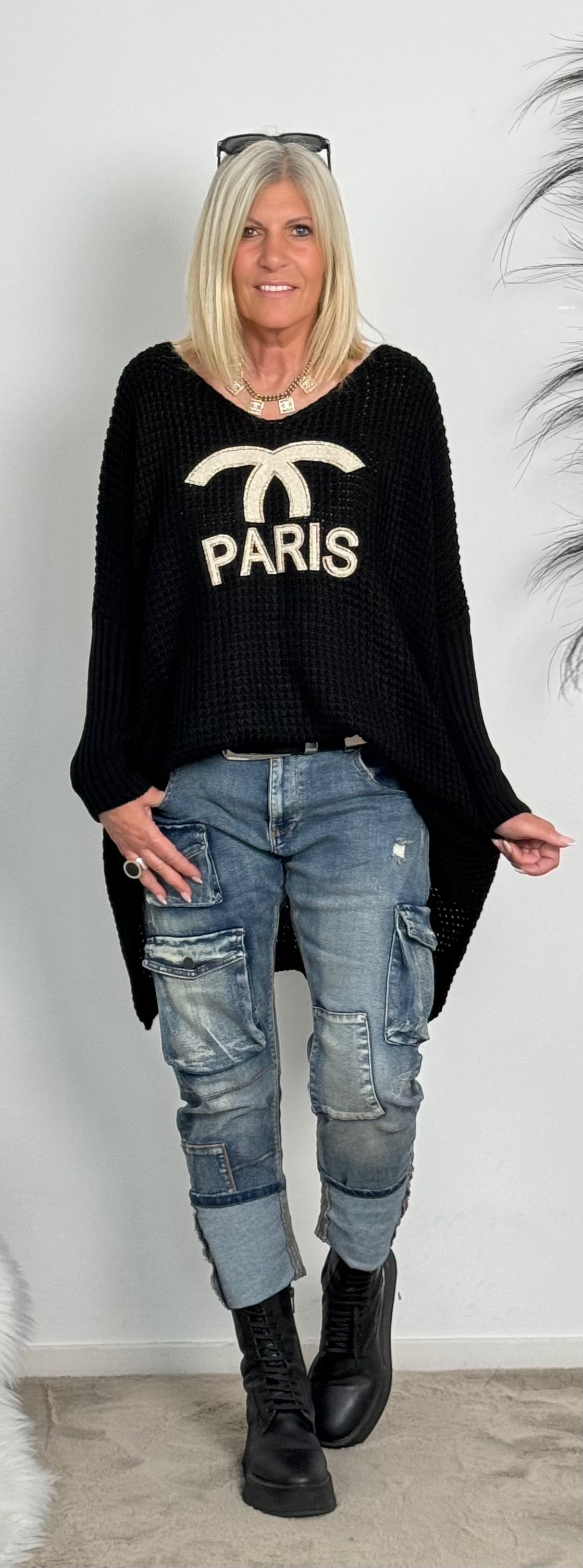 Oversized trui "Paris" - zwart