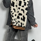 Oversized denim jacket with Leo knit insert "Joyce" - beige-leo