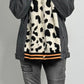 Oversized denim jacket with Leo knit insert "Joyce" - beige-leo