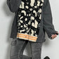 Oversized denim jacket with Leo knit insert "Joyce" - black-leo