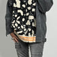 Oversized denim jacket with Leo knit insert "Joyce" - black-leo