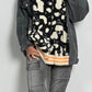 Oversized denim jacket with Leo knit insert "Joyce" - black-leo