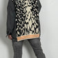 Oversized denim jacket with Leo knit insert "Joyce" - black-leo