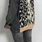 Oversized Jeansjacke mit Leo Strickeinsatz "Joyce" - schwarz-leo