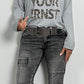 Shirt with Leo print and glitter stones "Not Your Ernst" - grey