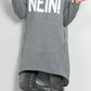 Long Hoodie "Bevor du fragst NEIN" - grau