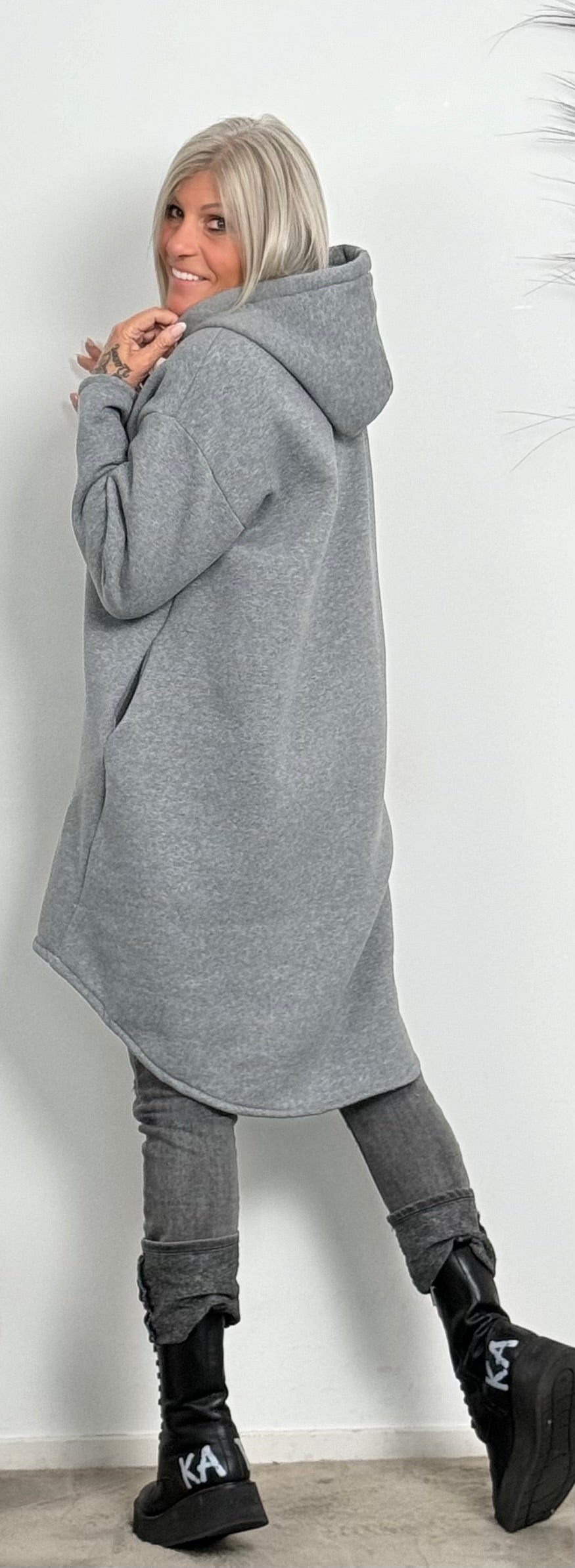 Long Hoodie "Before you ask NO" - grey