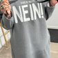 Long Hoodie "Bevor du fragst NEIN" - grau