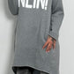 Long Hoodie "Bevor du fragst NEIN" - grau