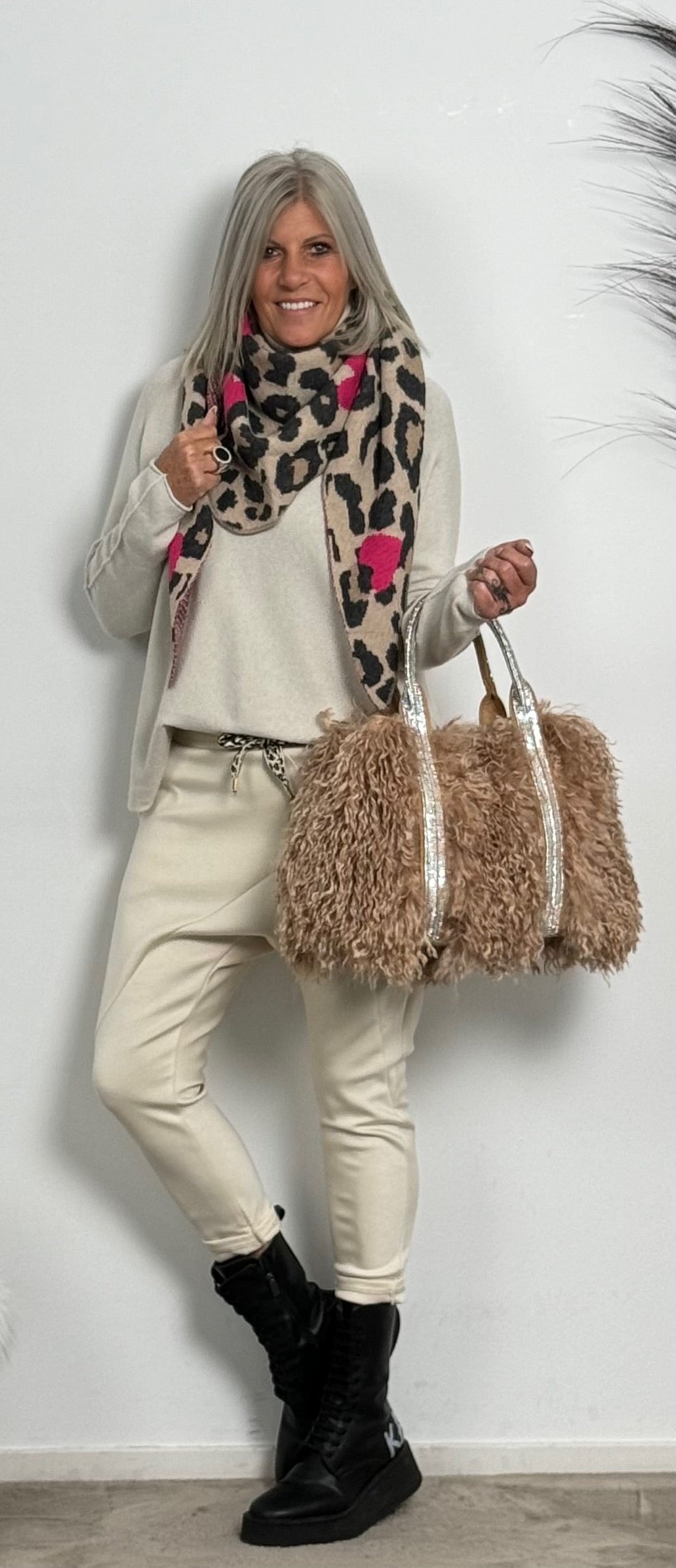 Fur bag "Juna" - taupe