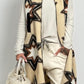 Fleece vest with wide cuffs "Star" - beige-multi-coloured