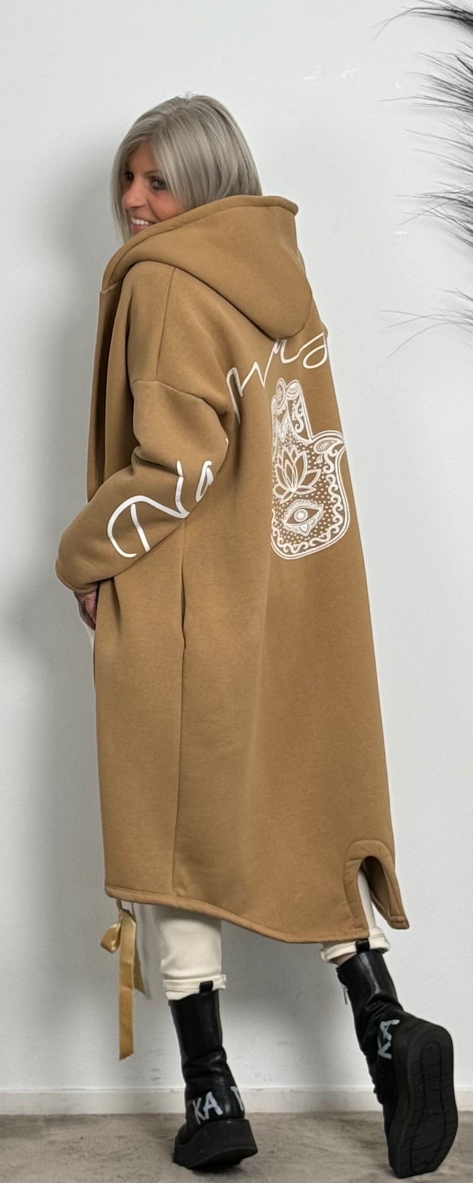 Sweatshirt coat "Miranda" - camel