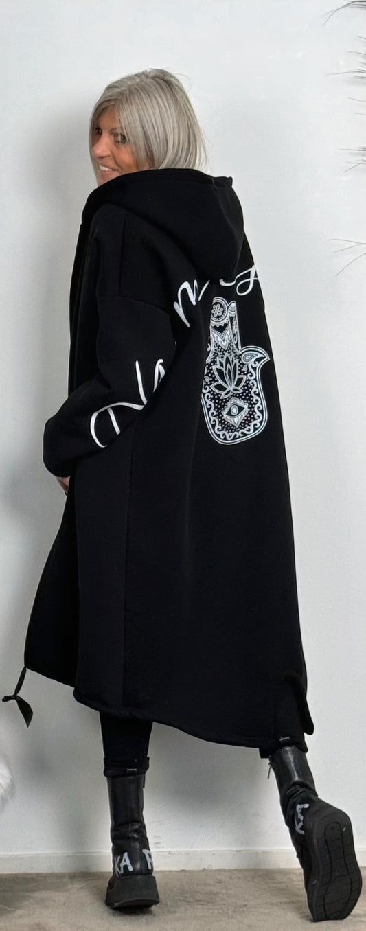 Sweatshirt coat "Miranda" - black