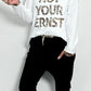 Shirt met Leo-print en strasssteentjes "Not Your Ernst" - wit