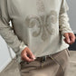 Shirt with glitter stones "Fleur-de-lis" - beige