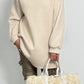 Long hoodie with glitter stones allover "Mel" - beige