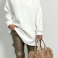 Long hoodie with glitter stones allover "Mel" - white