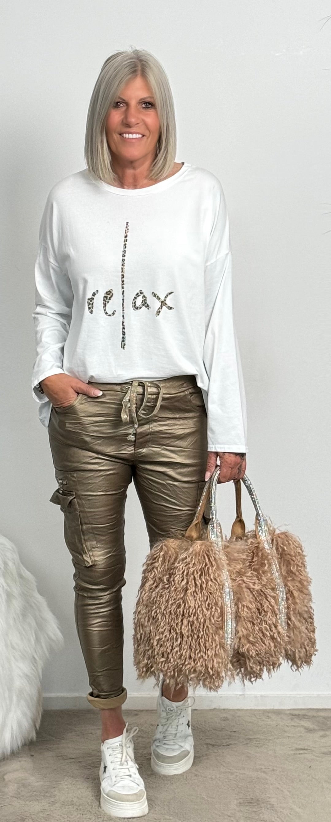 Shirt "Relax" - weiss