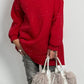 Long hoodie with glitter stones allover "Mel" - red