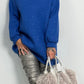 Long hoodie with glitter stones allover "Mel" - royal blue