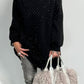 Long hoodie with glitter stones allover "Mel" - black