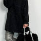 Long hoodie with glitter stones allover "Mel" - black