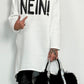 Long Hoodie "Bevor du fragst NEIN" - weiss