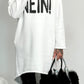 Long Hoodie "Bevor du fragst NEIN" - weiss