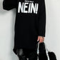 Long Hoodie "Bevor du fragst NEIN" - schwarz