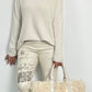 Imitatieleren broek "Be Yourself...." - beige