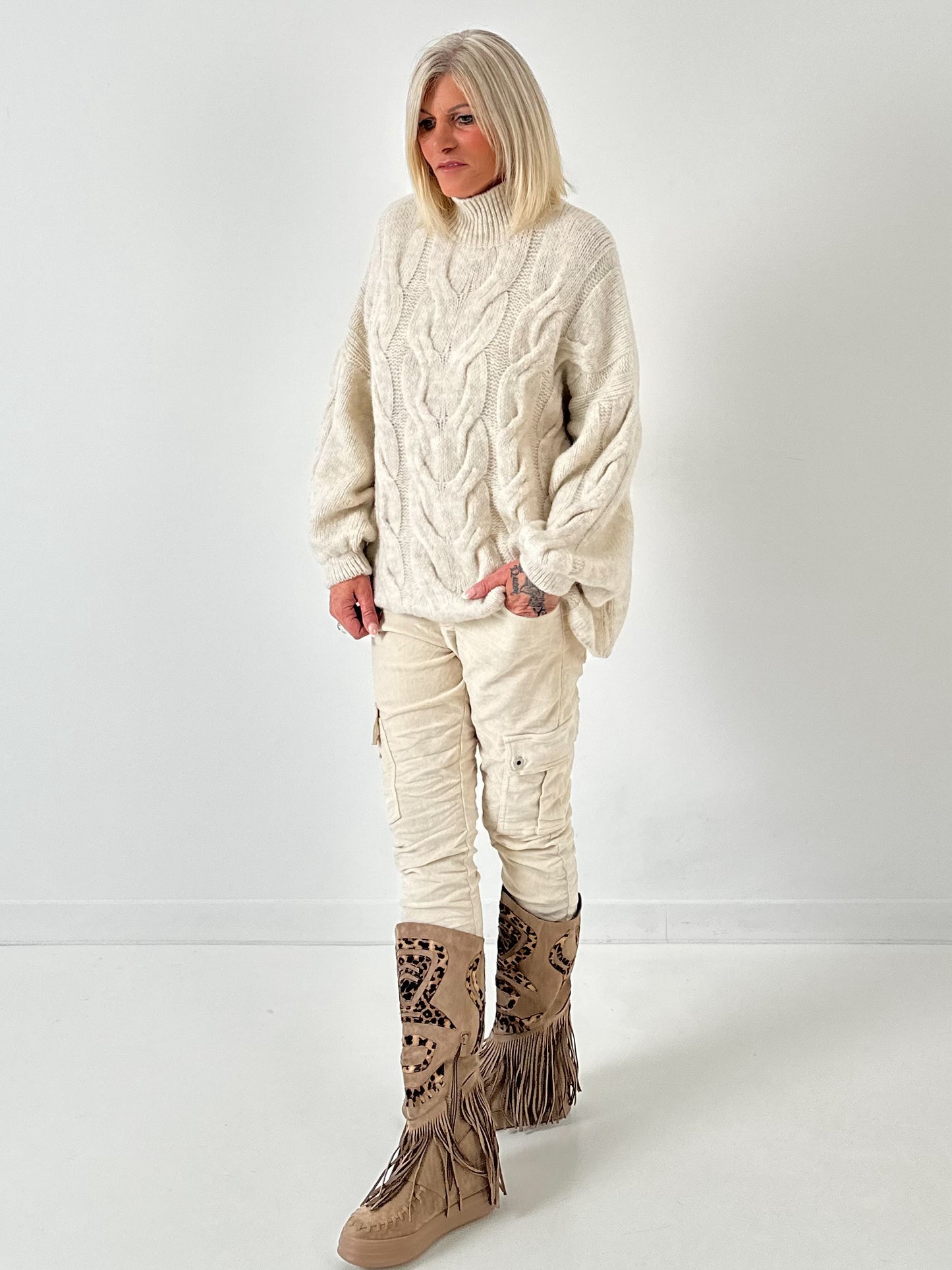 Casual kabeltrui "Pure Cable" - beige