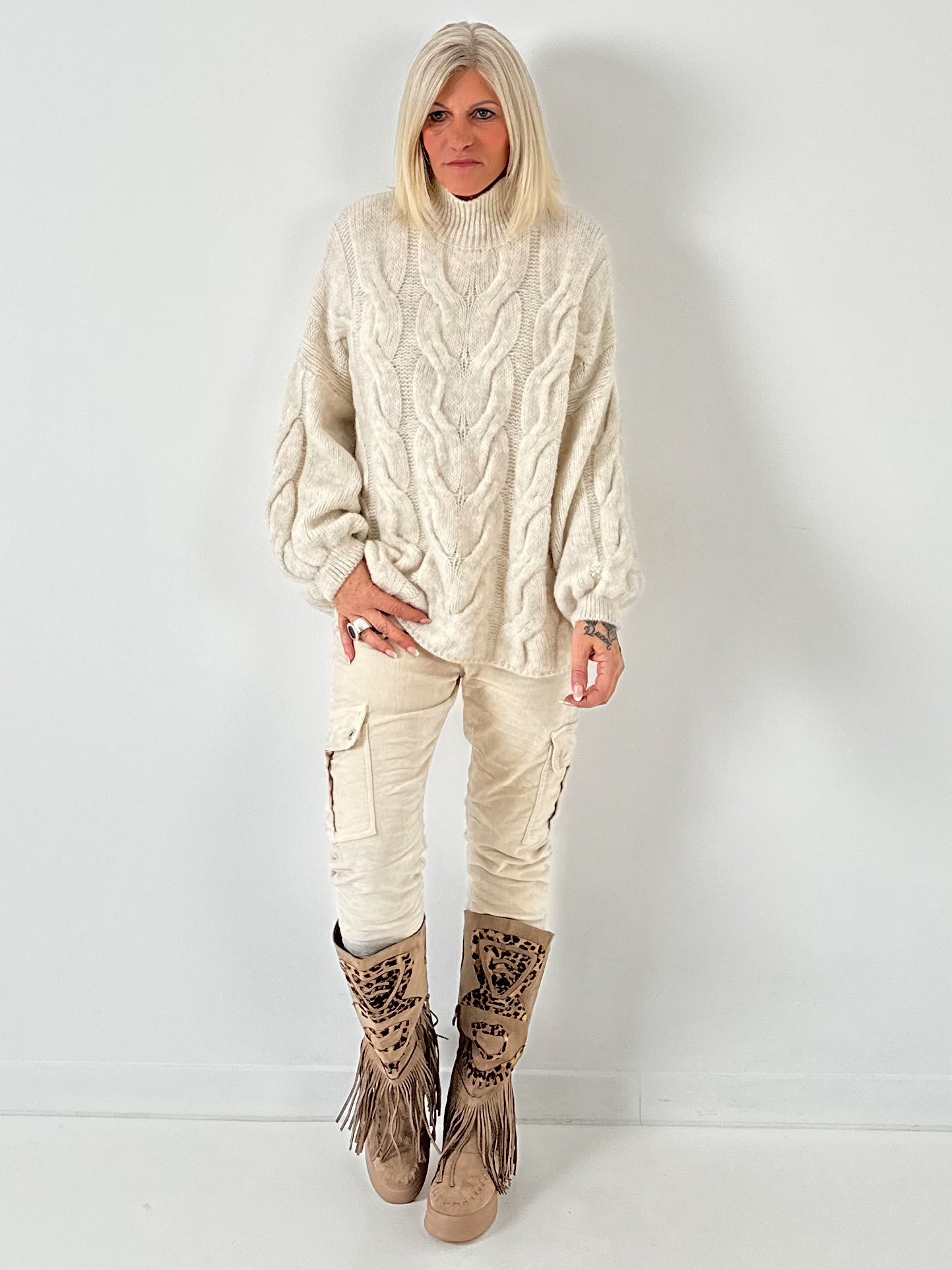 Casual kabeltrui "Pure Cable" - beige