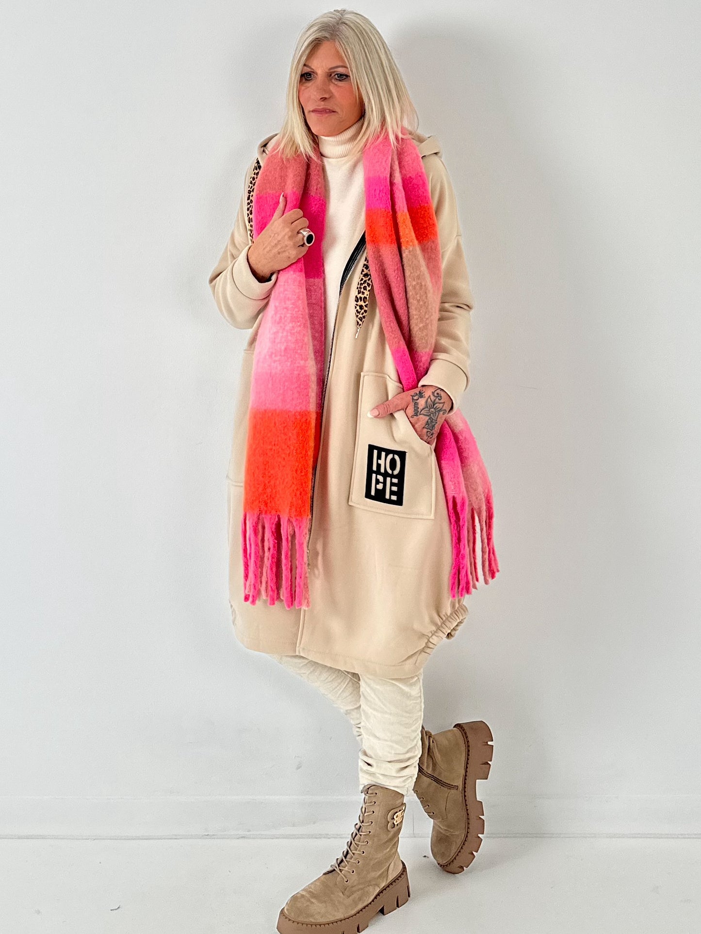 XXL sjaal model "Color Flow" - roze-veelkleurig