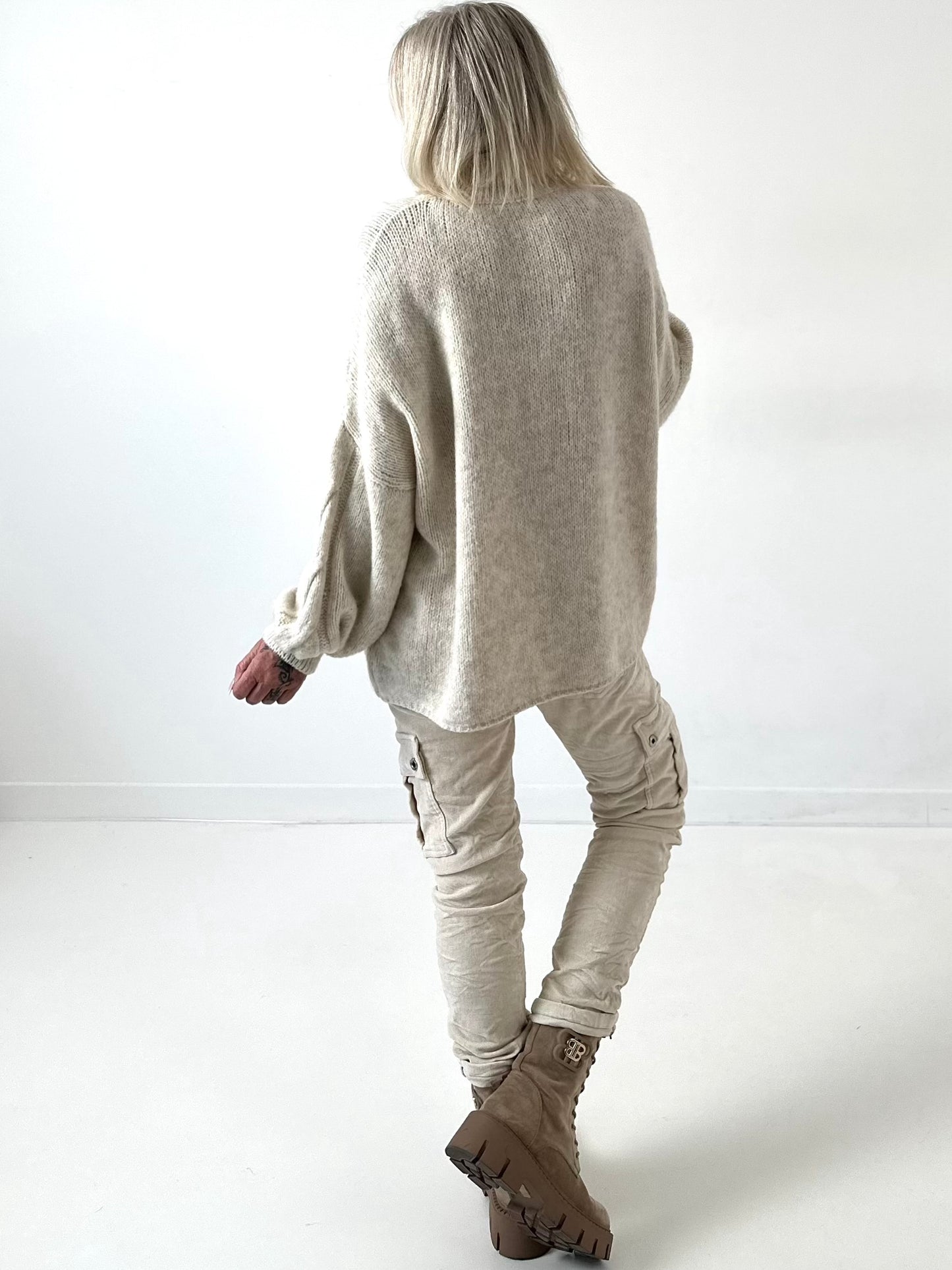 Casual kabeltrui "Pure Cable" - beige