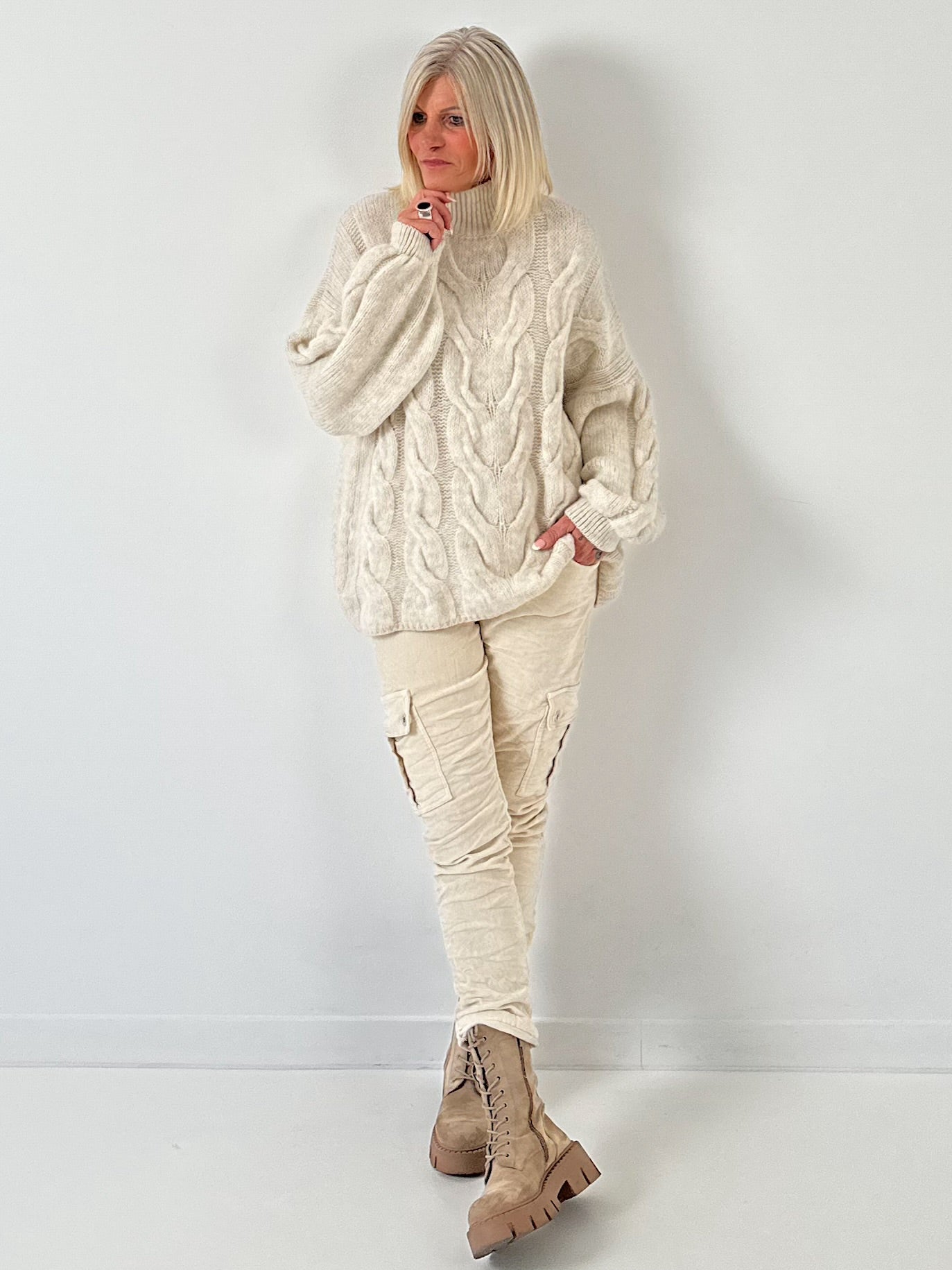 Casual kabeltrui "Pure Cable" - beige