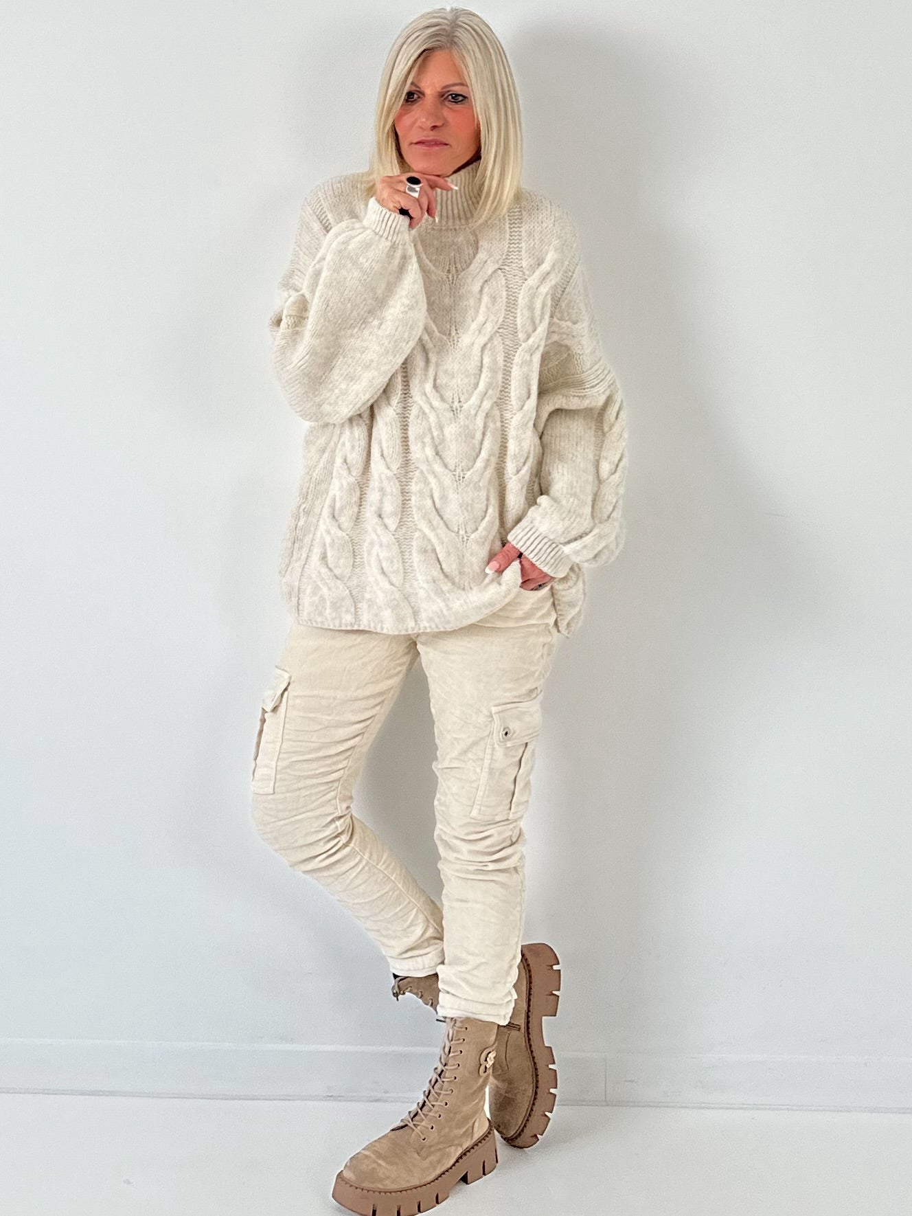 Casual kabeltrui "Pure Cable" - beige